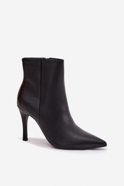 Bottines pour femmes noires à talons fins en simili cuir, Nolisse Bottines pour femmes noires à talons fins en simili cuir, Nolisse