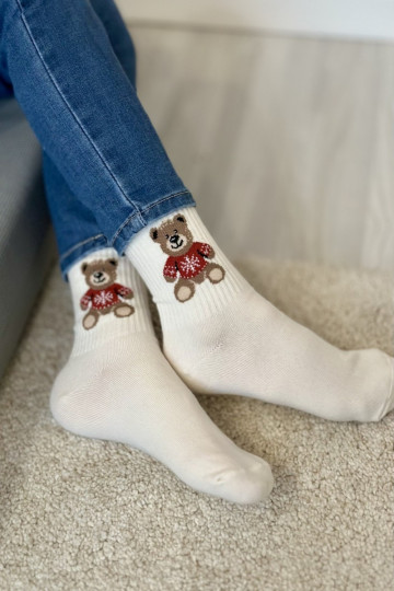 Chaussettes pour enfants Jeunesse Nounours DANS SÀeterku couleur ivoire
