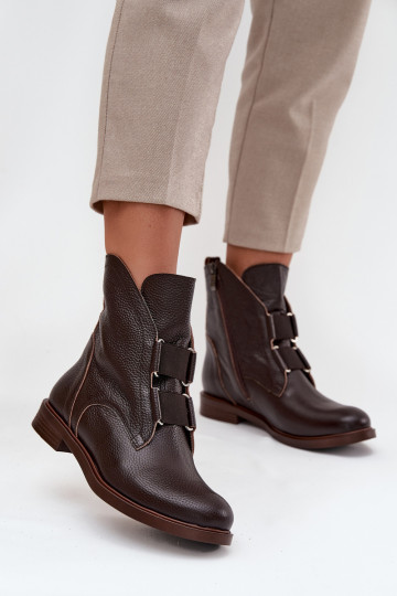 Bottes pour femmesActivéturalnej Skóry avec des talons larges Zazoo 3842 CzekoladoÀe 2