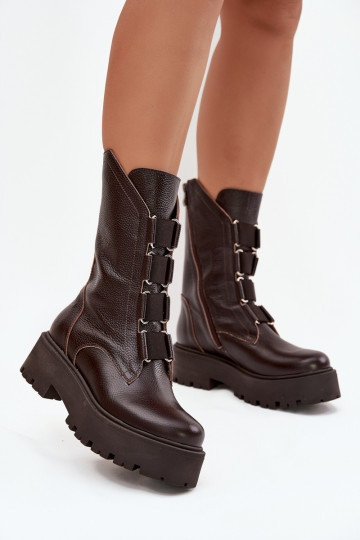 Bottes pour femmesActivéturalnej Skóry avec une plateforme Zazoo 3795 CzekoladoÀe 2