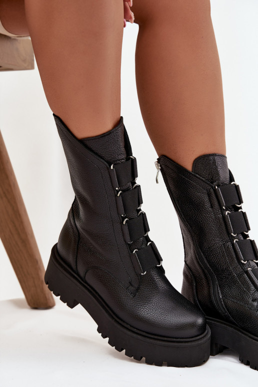 Bottes pour femmesActivéturalnej Skóry avec une plateforme Zazoo 3795 couleur noire Bottes pour femmesActivéturalnej Skóry avec une plateforme Zazoo 3795 couleur noire