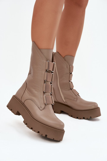 Bottes pour femmesActivéturalnej Skóry avec une plateforme Zazoo 3795 beige