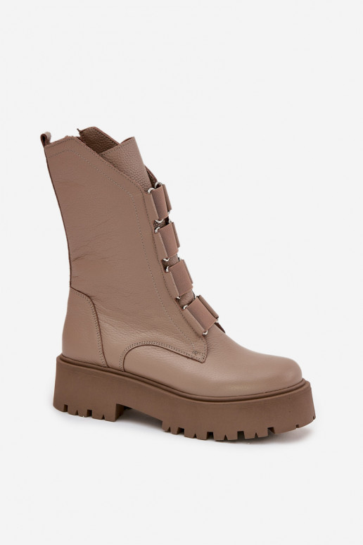 Bottes pour femmesActivéturalnej Skóry avec une plateforme Zazoo 3795 beige