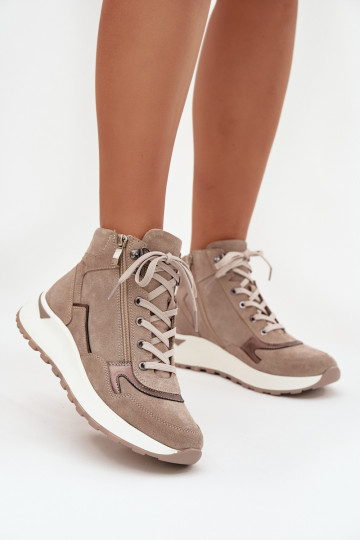 Bottes Style sportif Féminin avec une plateformeActivéturalnego en daimu Zazoo Z1239 beige 2