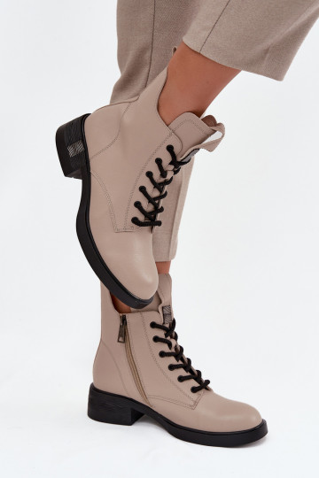 Peau Bottes pour femmes Sur un talon bas Vinceza 66818 beige