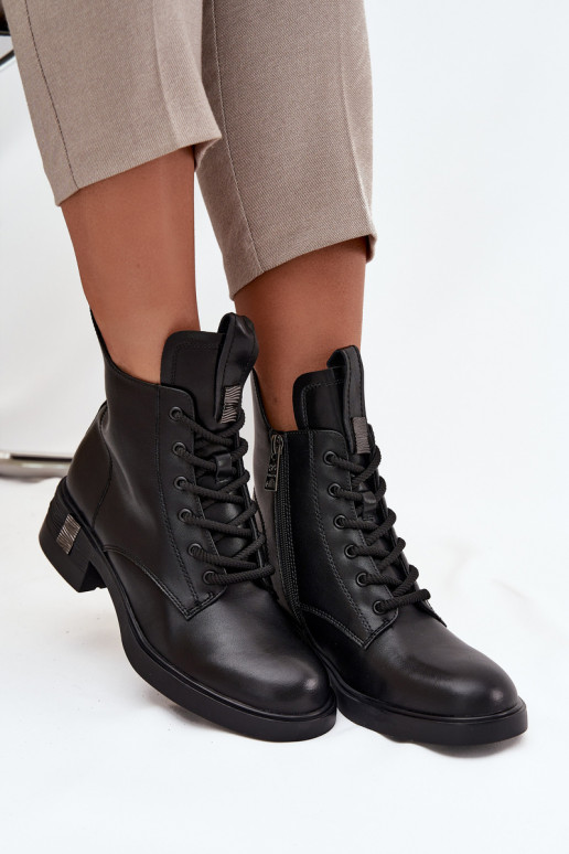 Peau Bottes pour femmes Sur un talon bas Vinceza 66818 couleur noire