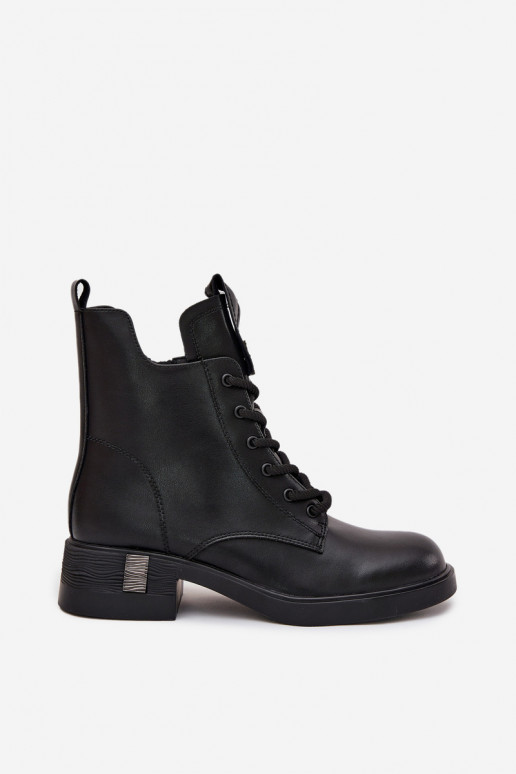 Peau Bottes pour femmes Sur un talon bas Vinceza 66818 couleur noire