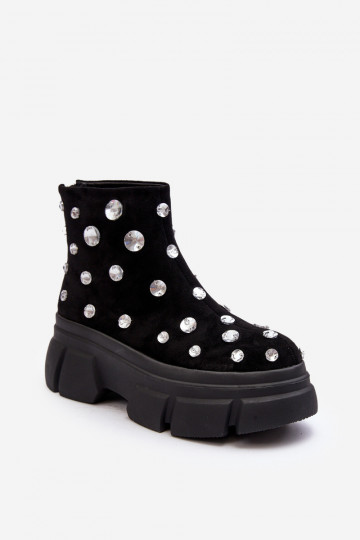 en daim réchauffer Bottes aux yeux brillants D&A MR52-205 couleur noire