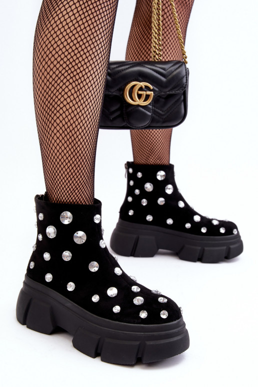 en daim réchauffer Bottes aux yeux brillants D&A MR52-205 couleur noire