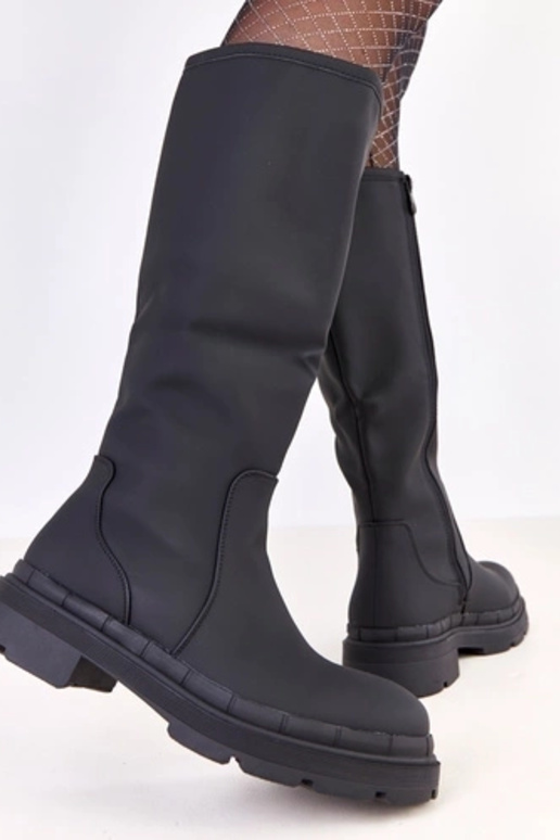Bottes longues en simili cuir noires...