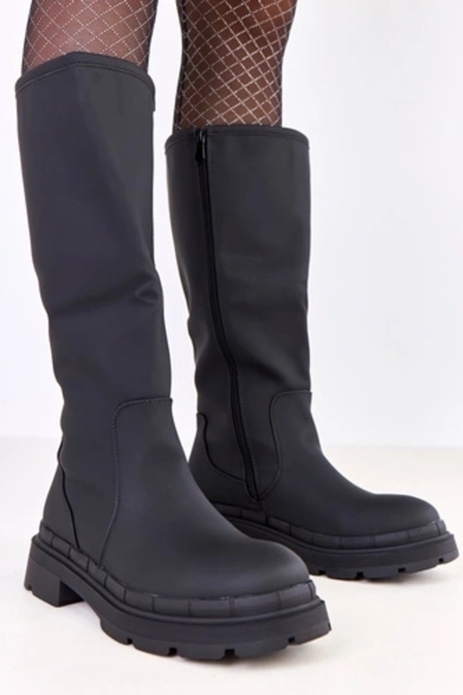 Bottes longues en simili cuir noires...