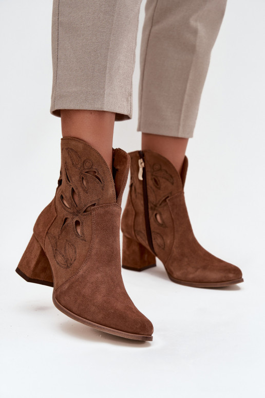 Daim ajouré Bottes pour femmes Zazoo 3647 marron