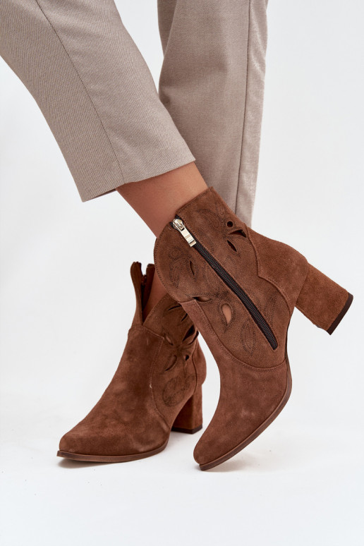 Daim ajouré Bottes pour femmes Zazoo 3647 marron