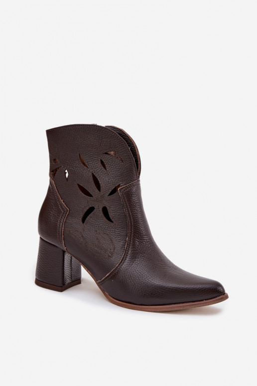 Peau avec des éléments ajourés Bottes pour femmes Zazoo 3647 CzekoladoÀe