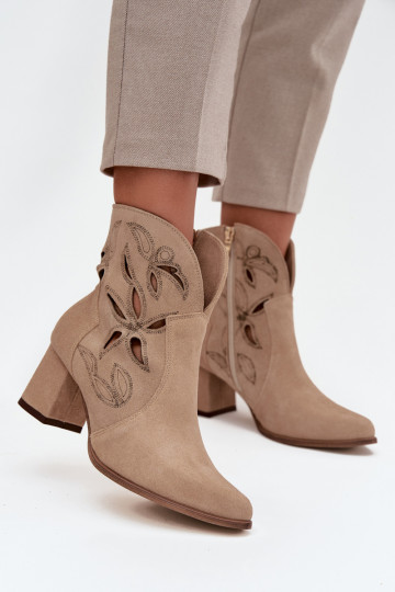 Daim ajouré Bottes pour femmes Zazoo 3647 beige 2