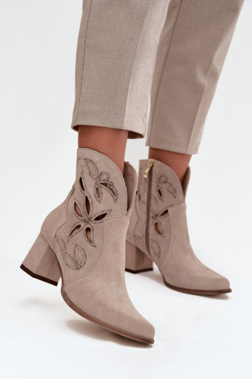 Daim ajouré Bottes pour femmes Zazoo 3647 couleur cappuccino