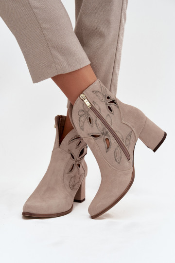 Daim ajouré Bottes pour femmes Zazoo 3647 couleur cappuccino 2