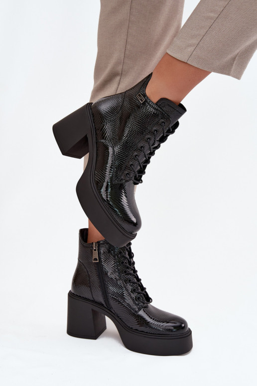 avec effet vernis Peau Bottes pour femmes avec une plateforme I Enregistrer Vinceza 66817 couleur noire avec effet vernis Peau Bottes pour femmes avec une plateforme I Enregistrer Vinceza 66817 couleur noire