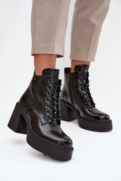 avec effet vernis Peau Bottes pour femmes avec une plateforme I Enregistrer Vinceza 66817 couleur noire avec effet vernis Peau Bottes pour femmes avec une plateforme I Enregistrer Vinceza 66817 couleur noire