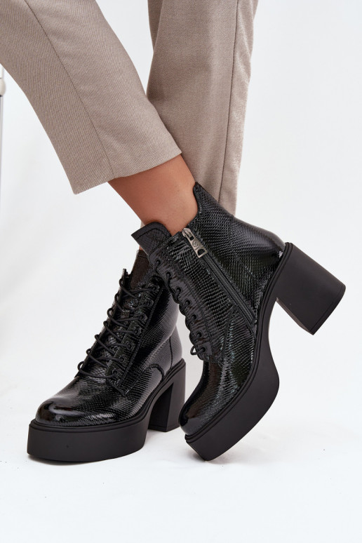 avec effet vernis Peau Bottes pour femmes avec une plateforme I Enregistrer Vinceza 66817 couleur noire avec effet vernis Peau Bottes pour femmes avec une plateforme I Enregistrer Vinceza 66817 couleur noire