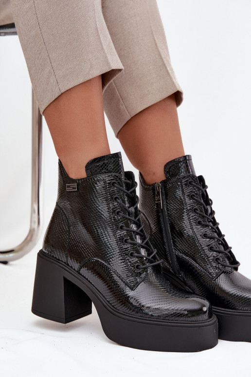 avec effet vernis Peau Bottes pour femmes avec une plateforme I Enregistrer Vinceza 66817 couleur noire avec effet vernis Peau Bottes pour femmes avec une plateforme I Enregistrer Vinceza 66817 couleur noire