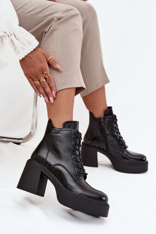 avec effet vernis Peau Bottes pour femmes avec une plateforme I Enregistrer Vinceza 66817 couleur noire avec effet vernis Peau Bottes pour femmes avec une plateforme I Enregistrer Vinceza 66817 couleur noire