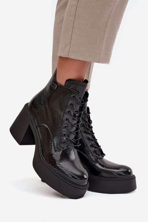 avec effet vernis Peau Bottes pour femmes avec une plateforme I Enregistrer Vinceza 66817 couleur noire avec effet vernis Peau Bottes pour femmes avec une plateforme I Enregistrer Vinceza 66817 couleur noire