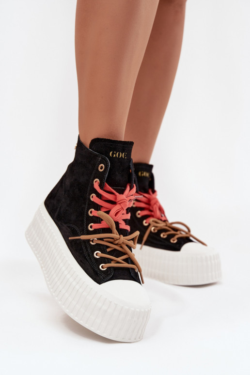 en daim réchauffer Chaussures de loisirs avec une plateforme GOE SS2N4046 couleur noire