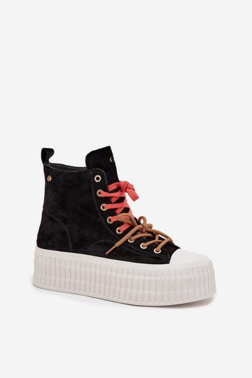 en daim réchauffer Chaussures de loisirs avec une plateforme GOE SS2N4046 couleur noire