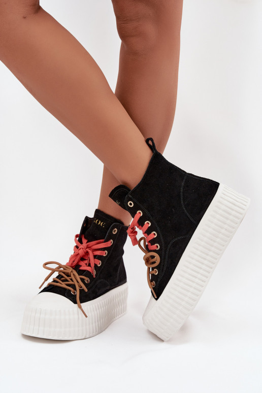 en daim réchauffer Chaussures de loisirs avec une plateforme GOE SS2N4046 couleur noire