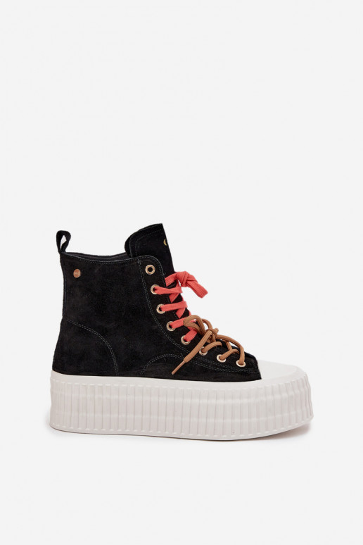 en daim réchauffer Chaussures de loisirs avec une plateforme GOE SS2N4046 couleur noire