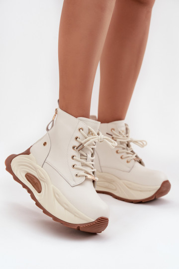 Peau réchauffer Bottes pour femmes avec une plateforme GOE SS2N4300 couleur ivoire 2