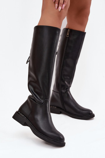 réchauffer bottes pour femmesActivéturalnej Skóry avec des talons larges Vinceza 66822 couleur noire