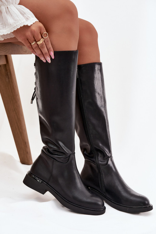 réchauffer bottes pour femmesActivéturalnej Skóry avec des talons larges Vinceza 66822 couleur noire