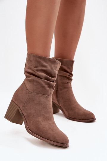 Bottes pour femmes Avec des volants avec des talons S.Barski HY52-516 marron