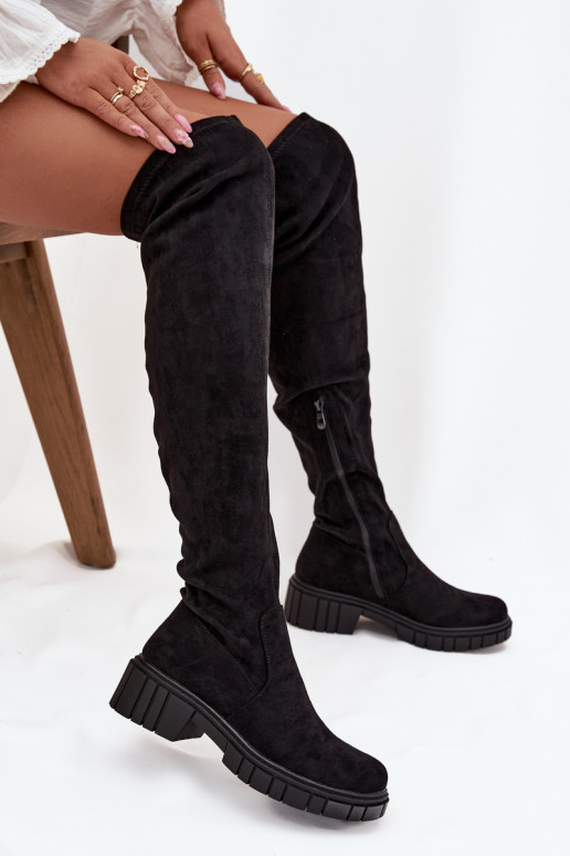 bottes pour femmes au-dessus du genou S.Barski HY42-122 couleur noire bottes pour femmes au-dessus du genou S.Barski HY42-122 couleur noire