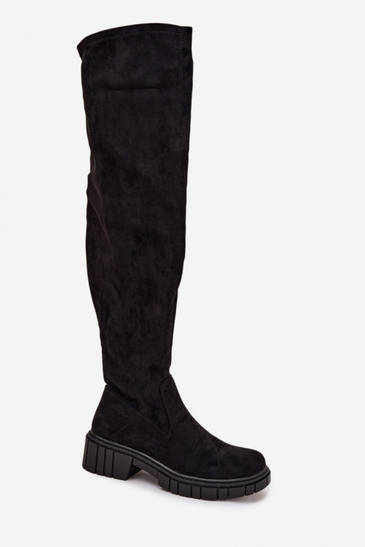 bottes pour femmes au-dessus du genou S.Barski HY42-122 couleur noire bottes pour femmes au-dessus du genou S.Barski HY42-122 couleur noire