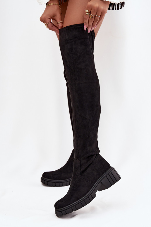 bottes pour femmes au-dessus du genou S.Barski HY42-122 couleur noire bottes pour femmes au-dessus du genou S.Barski HY42-122 couleur noire
