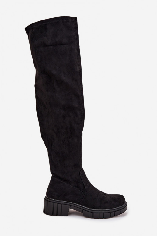 bottes pour femmes au-dessus du genou S.Barski HY42-122 couleur noire bottes pour femmes au-dessus du genou S.Barski HY42-122 couleur noire