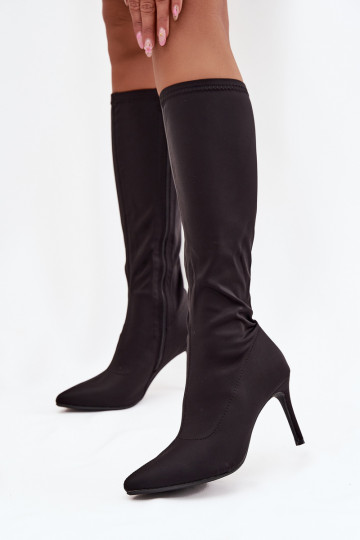 bottes pour femmes avec des talons fins S.Barski HY52-513 couleur noire 2