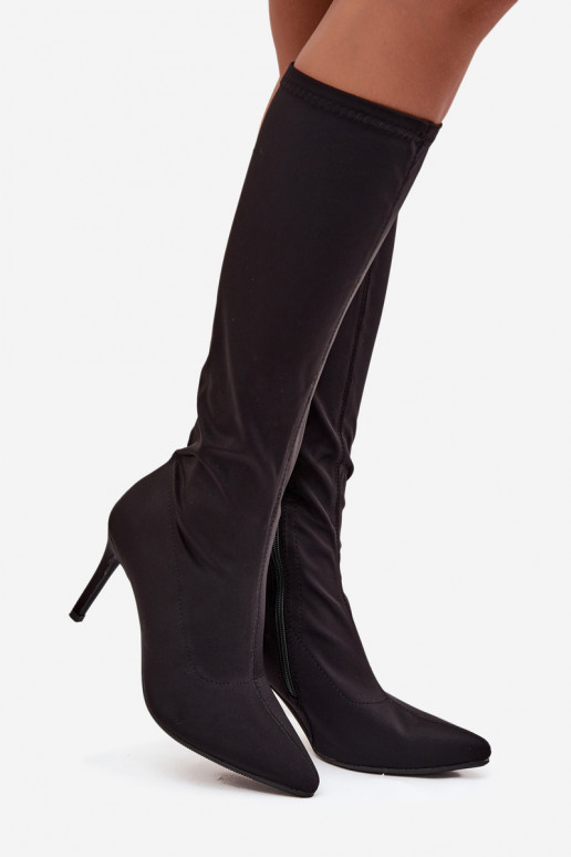  bottes pour femmes avec des talons fins S.Barski HY52-513 couleur noire