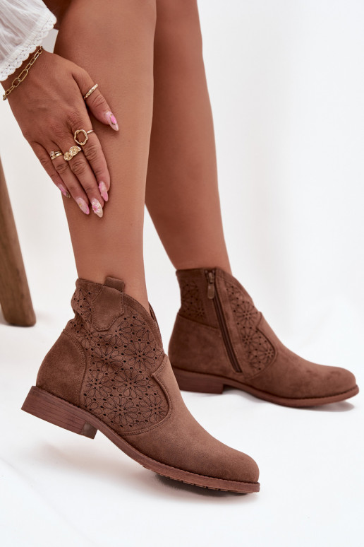 Bottes pour femmes avec des talons larges S.Barski HY52-532 marron