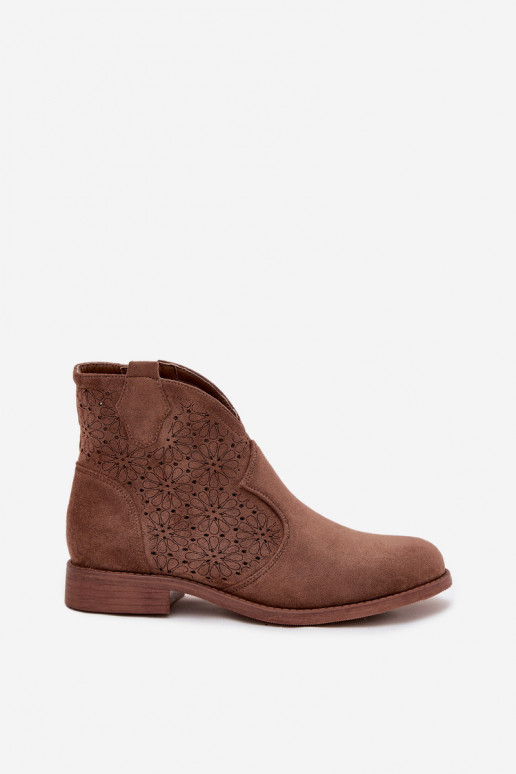 Bottes pour femmes avec des talons larges S.Barski HY52-532 marron
