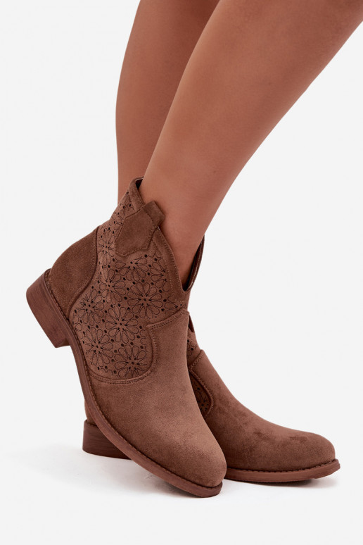 Bottes pour femmes avec des talons larges S.Barski HY52-532 marron
