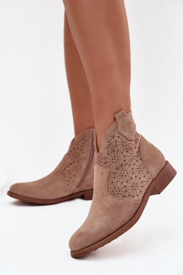 Bottes pour femmes avec des talons larges S.Barski HY52-532 beige
