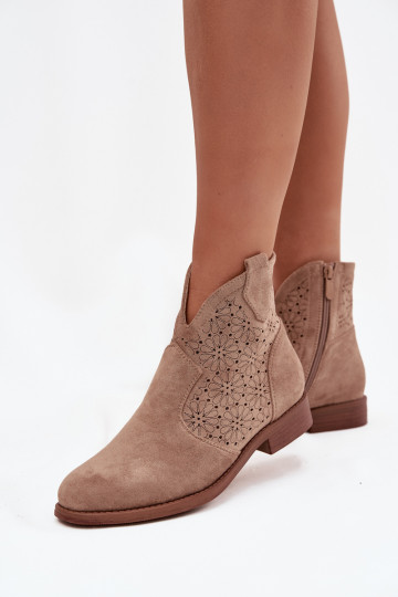 Bottes pour femmes avec des talons larges S.Barski HY52-532 beige 2
