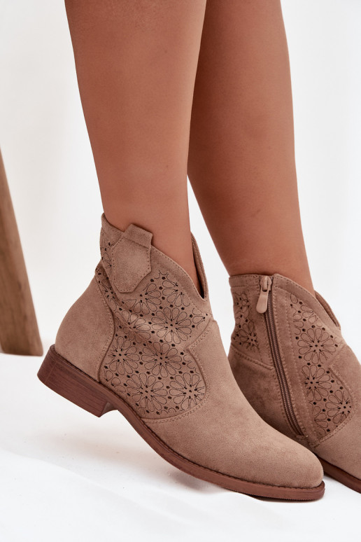 Bottes pour femmes avec des talons larges S.Barski HY52-532 beige