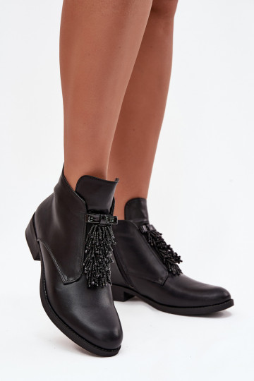 réchauffer Bottes pour femmes avec des talons larges S.Barski HY42-713 couleur noire 2