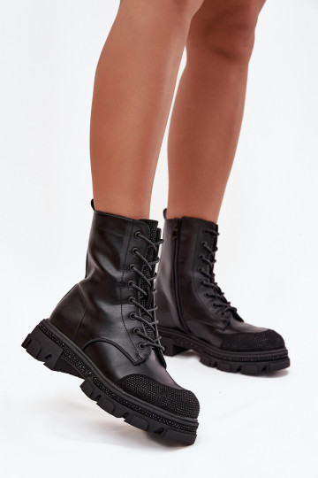 Bottines de travail Féminin réchauffer Avec décoration S.Barski HY42-982 couleur noire 2