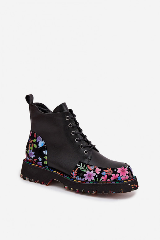 Peau Bottes pour femmes Avec des fleurs réchauffer Artiker 57C0180 couleur noire
